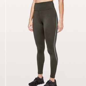 Lululemon Run Crew Tight Leggings *28" Dark Olive / Obsidian / Grey Sage